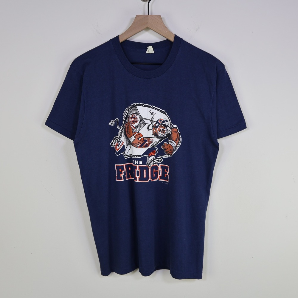 Vintage 1985 The Fridge William Perry Chicago Bears T-Shirt L Navy Screen Stars